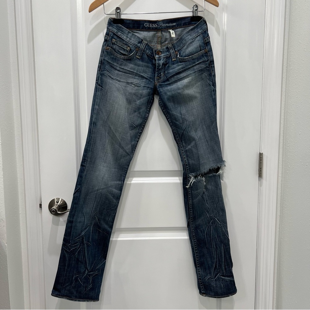 Guess Jeans Straight Leg 24x31 Distressed Denim Stretch